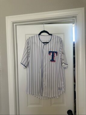 Texas Rangers White Pinstripe Baseball Jersey